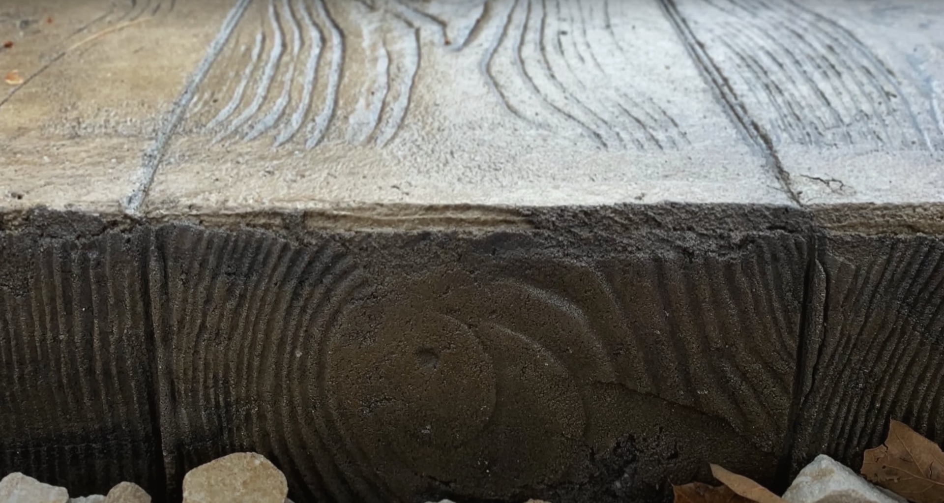 Professional concrete stamping work showing detailed texture patterns by Burien Concrete